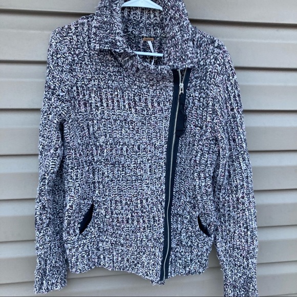 Free People Asymetical Xip Moto Sweater Jacket - Picture 5 of 8